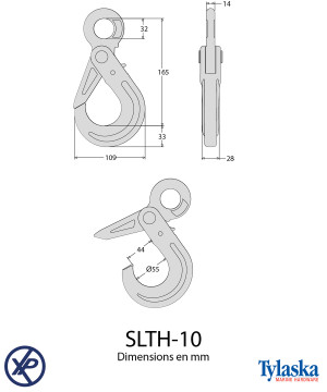 STLH-10PY - CROCHET LEVAGE CERTIFIÉ AUTO-BLOQUANT - JAUNE