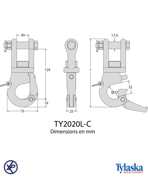 MOUSQUETON STANDARD AVEC PISTON DE BLOCAGE T20 - FORTE CHARGE