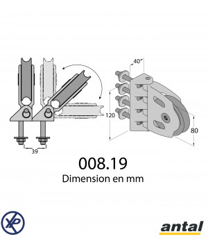 POULIE SHB RENVOI ORIENTABLE 80MM