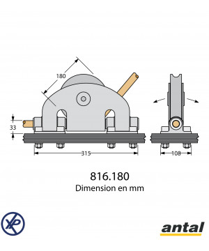POULIE RENVOI DRISSE AXE CREUX - 180 mm