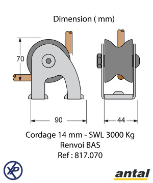 RENVOI VERTICAL BAS TULIP Ø70