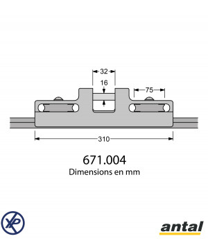 CURSEUR DE TANGON MAXI  - RAIL EN T 40X8