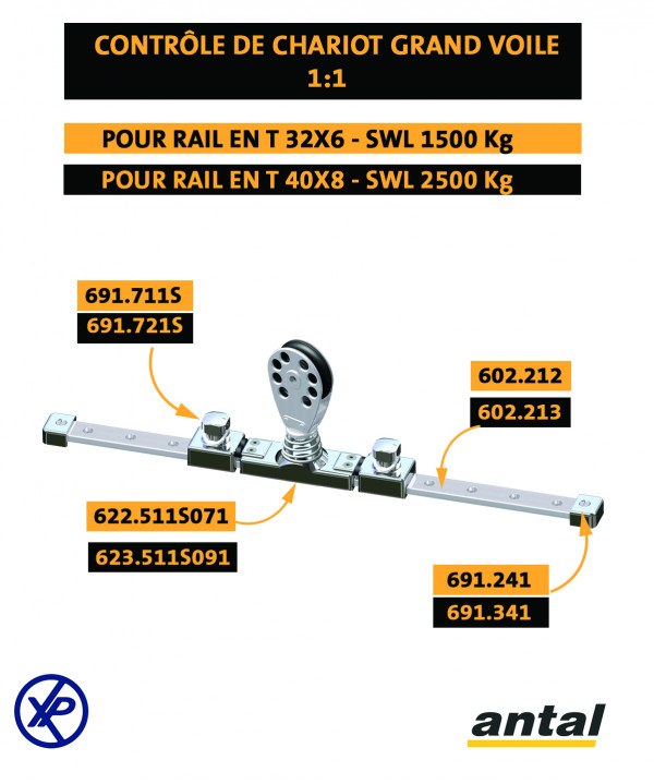 EMBOUT SIMPLE RAIL EN T 40x8