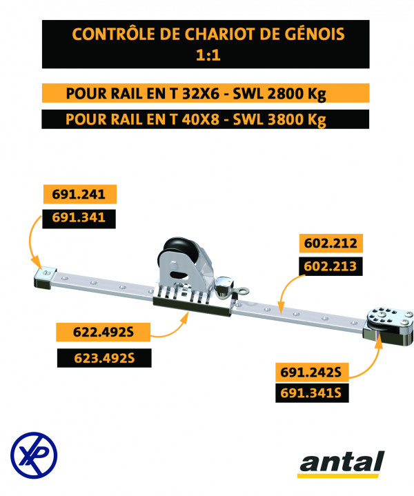 EMBOUT SIMPLE RAIL EN T 40x8