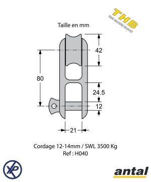 POULIE DE DRISSE AVEC RÉA 39MM